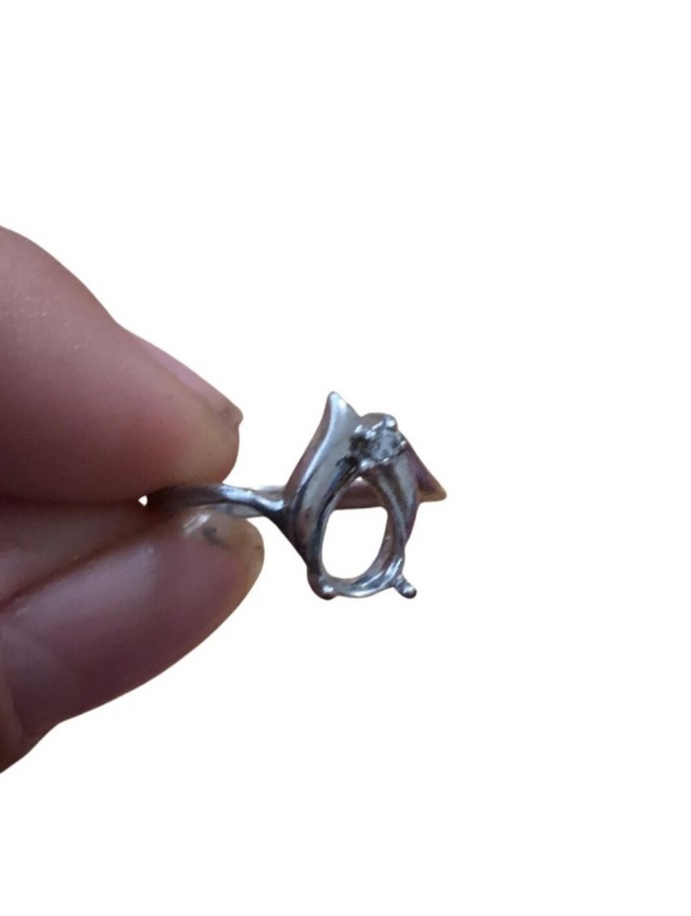 Sliver Tone Semi Mount Ring Elegant Setting Fashion Jewelry